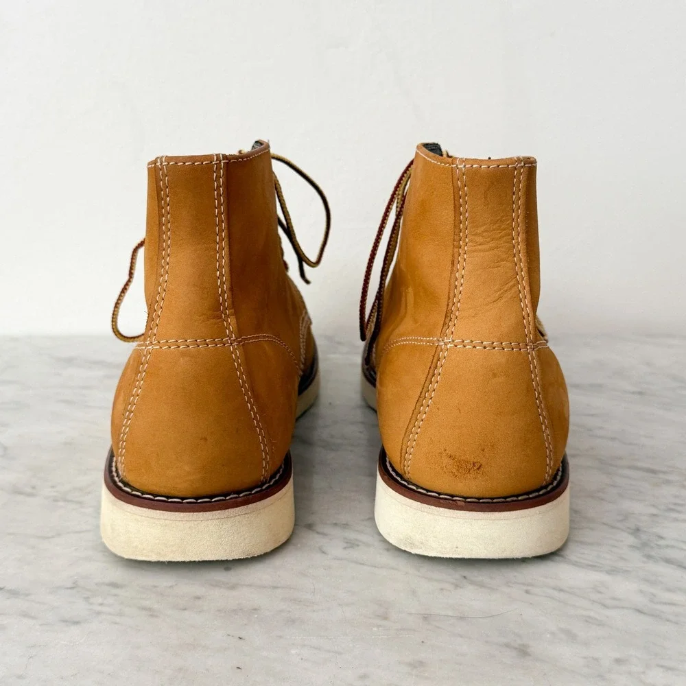 Hawkins Work Boots Tan Nubuck Leather Wedge Sole Lace Up Round Toe Tan Mens 10.5